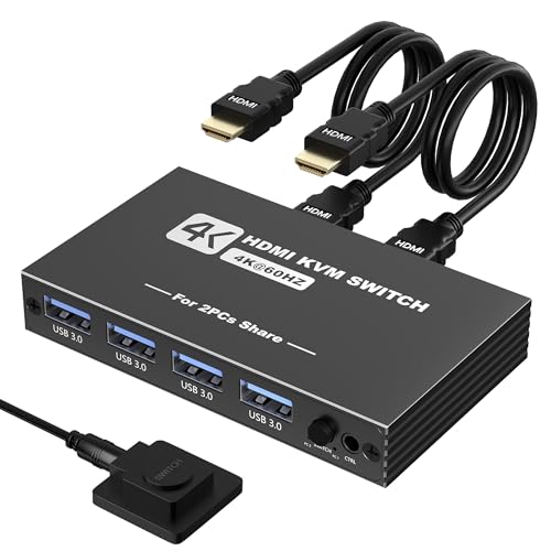 Aoyvsktv - KVMスイッチ HDMI 2入力1出力 パソコン2台モニター1台